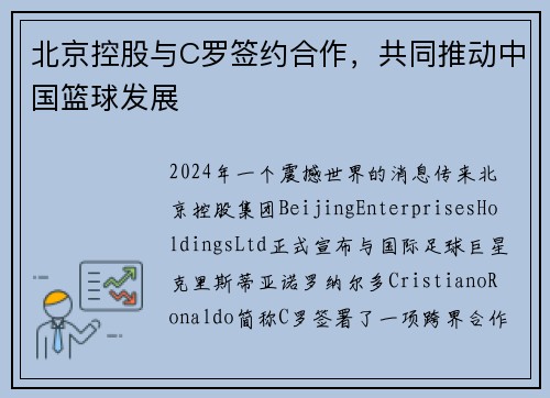 北京控股与C罗签约合作，共同推动中国篮球发展